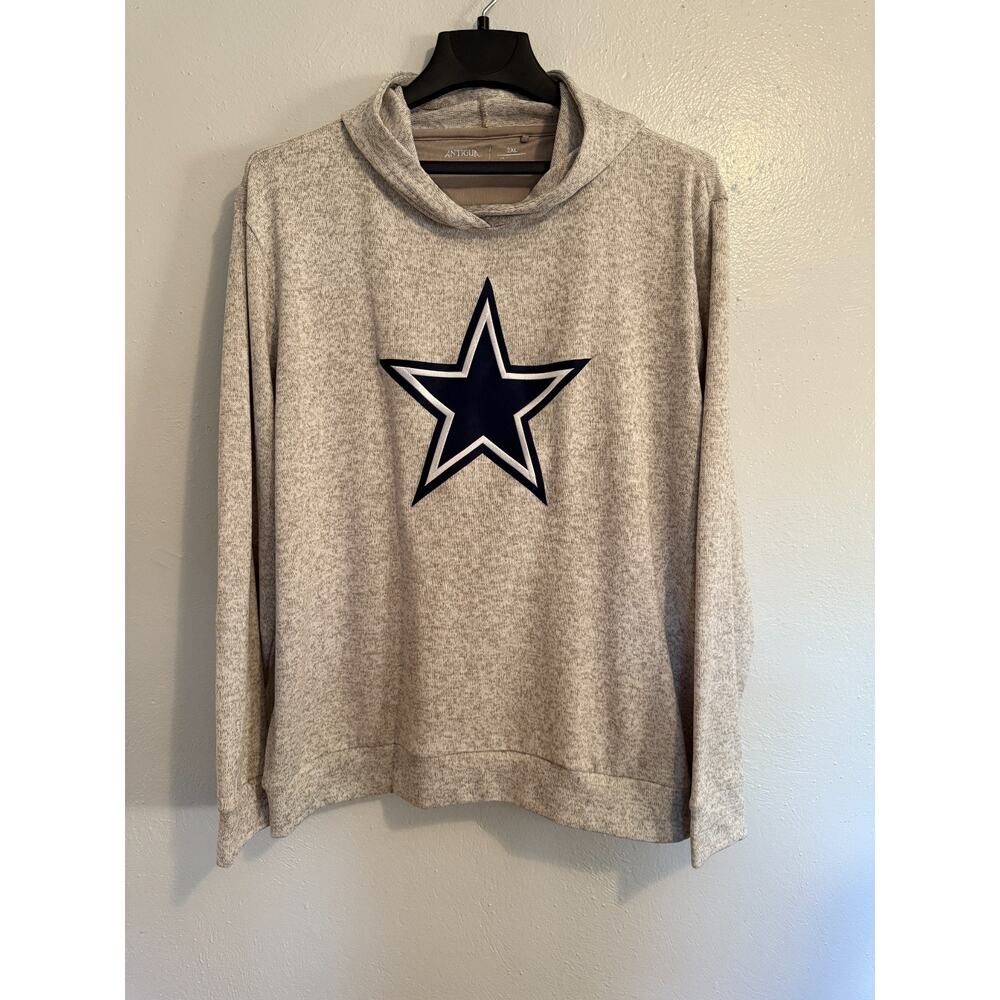 Antiqua Men's Sweatshirt Hoodie,Dallas Cowboys Star , Size 2 XL , gray